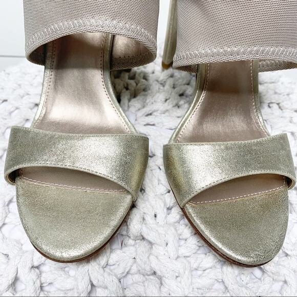 Pelle Moda Honey Metallic Leather Heels Platinum Gold Size 9 - Picture 4 of 7